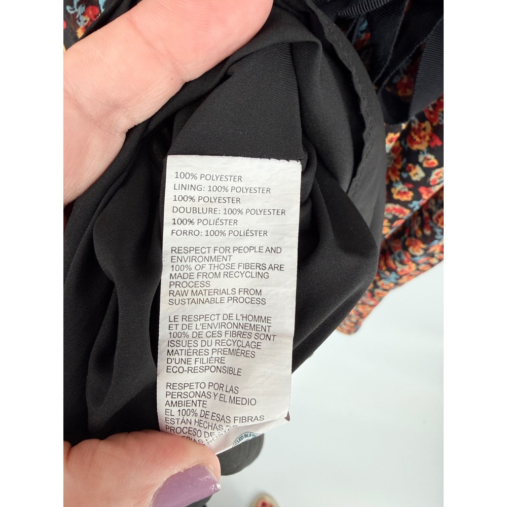 Jason Wu Collective Womens Floral Long Sleeve Mini Dress Black Orange Size 6 - Picture 9 of 13